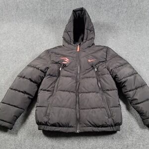 Nike Kids Black Puffer Jacket with Red Accents